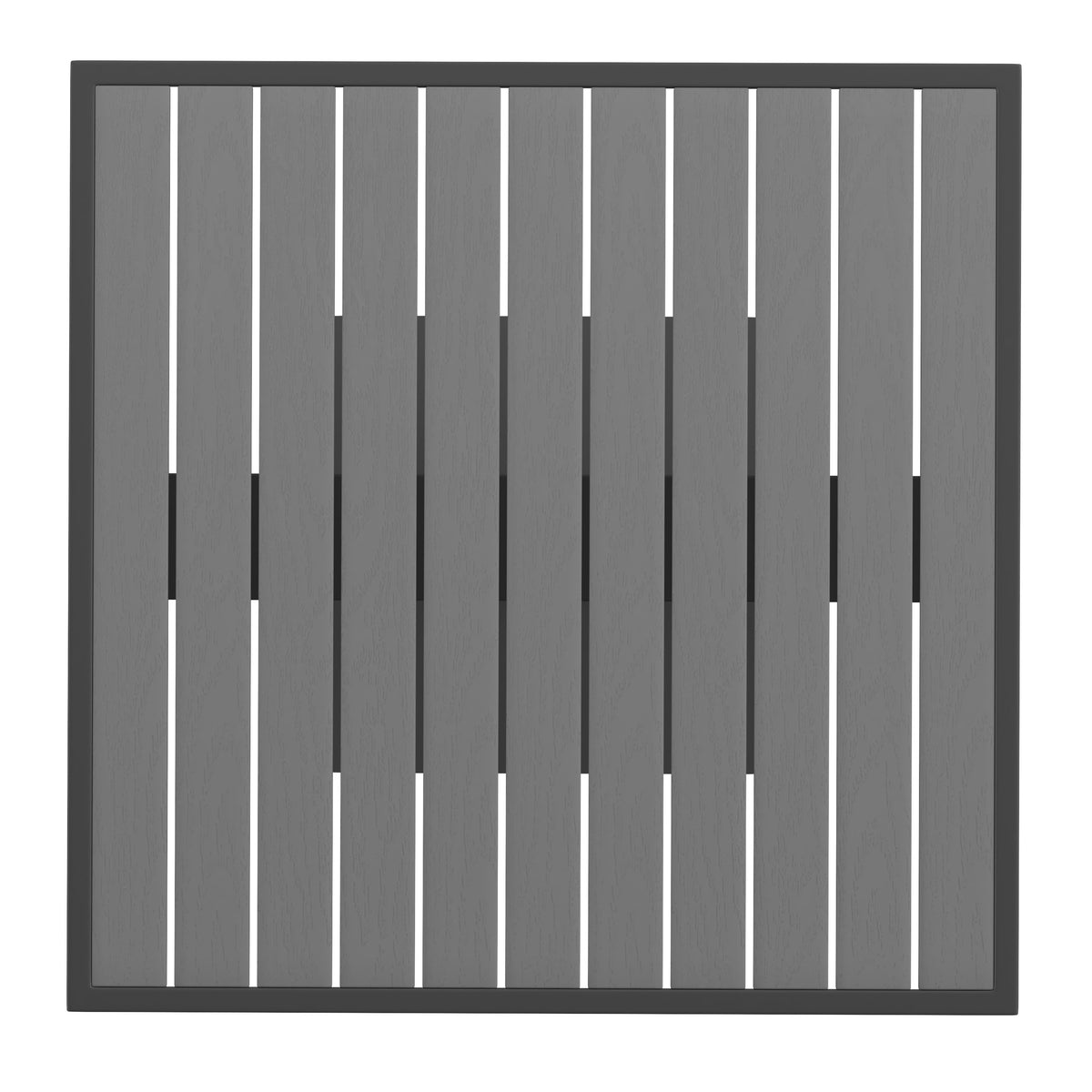 Gray Wash Teak |#| Outdoor Gray Wash Faux Teak Dining Table with Poly Slats - Square Patio Table
