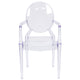 Oval Back Ghost Chair with Arms in Transparent Crystal - Stackable Side Chair