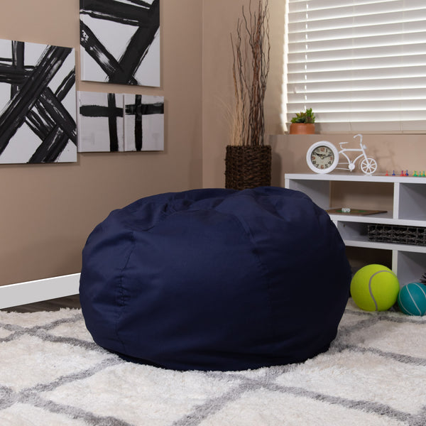 Navy Blue |#| Oversized Solid Navy Blue Refillable Bean Bag Chair for All Ages