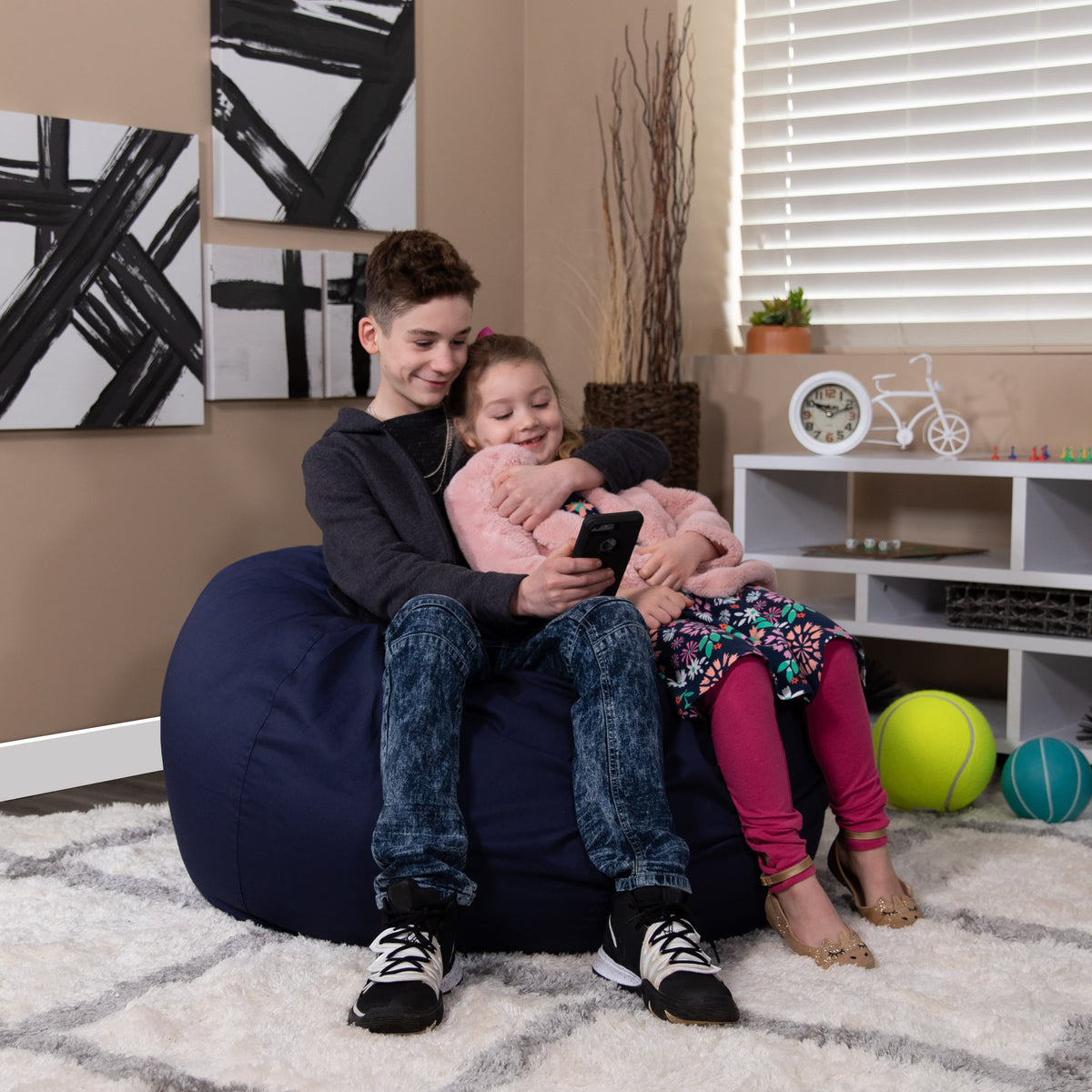 Navy Blue |#| Oversized Solid Navy Blue Refillable Bean Bag Chair for All Ages