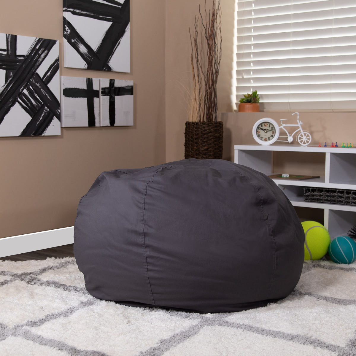 Gray |#| Oversized Solid Gray Refillable Bean Bag Chair for All Ages