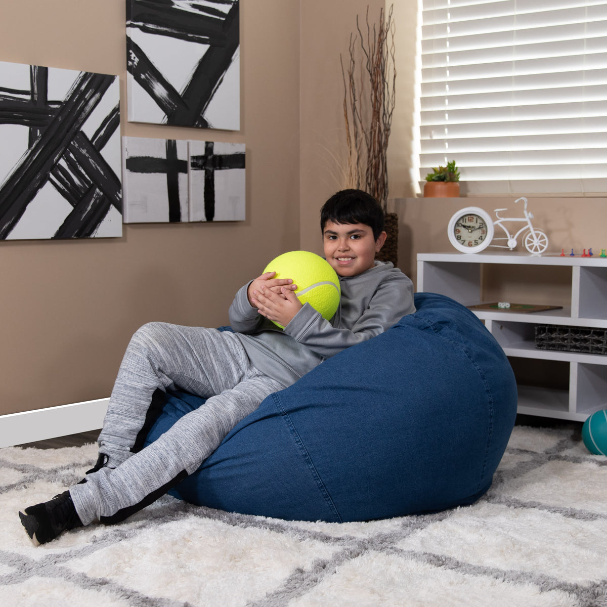 Denim |#| Oversized Denim Refillable Bean Bag Chair for All Ages