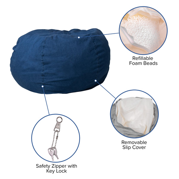 Denim |#| Oversized Denim Refillable Bean Bag Chair for All Ages