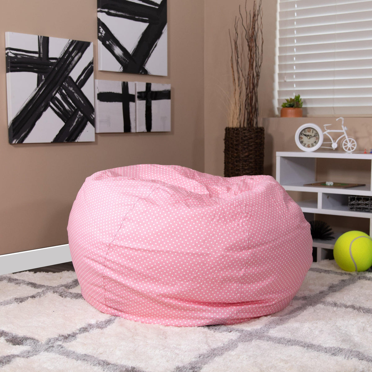 Light Pink Dot |#| Oversized Light Pink Dot Refillable Bean Bag Chair for All Ages