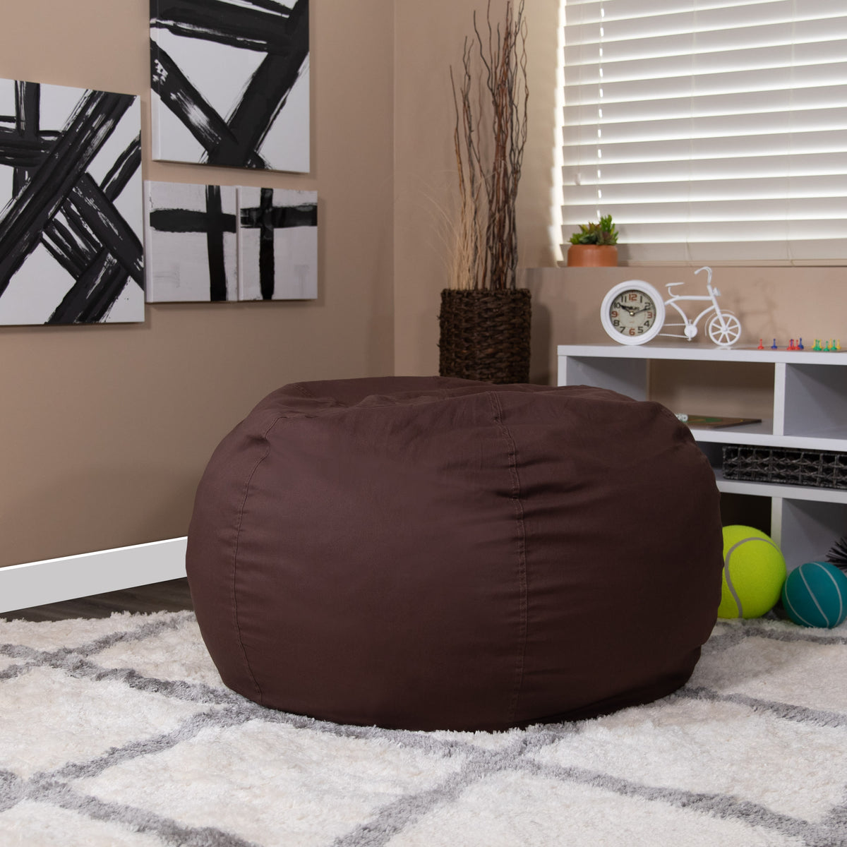 Brown |#| Oversized Solid Brown Refillable Bean Bag Chair for All Ages