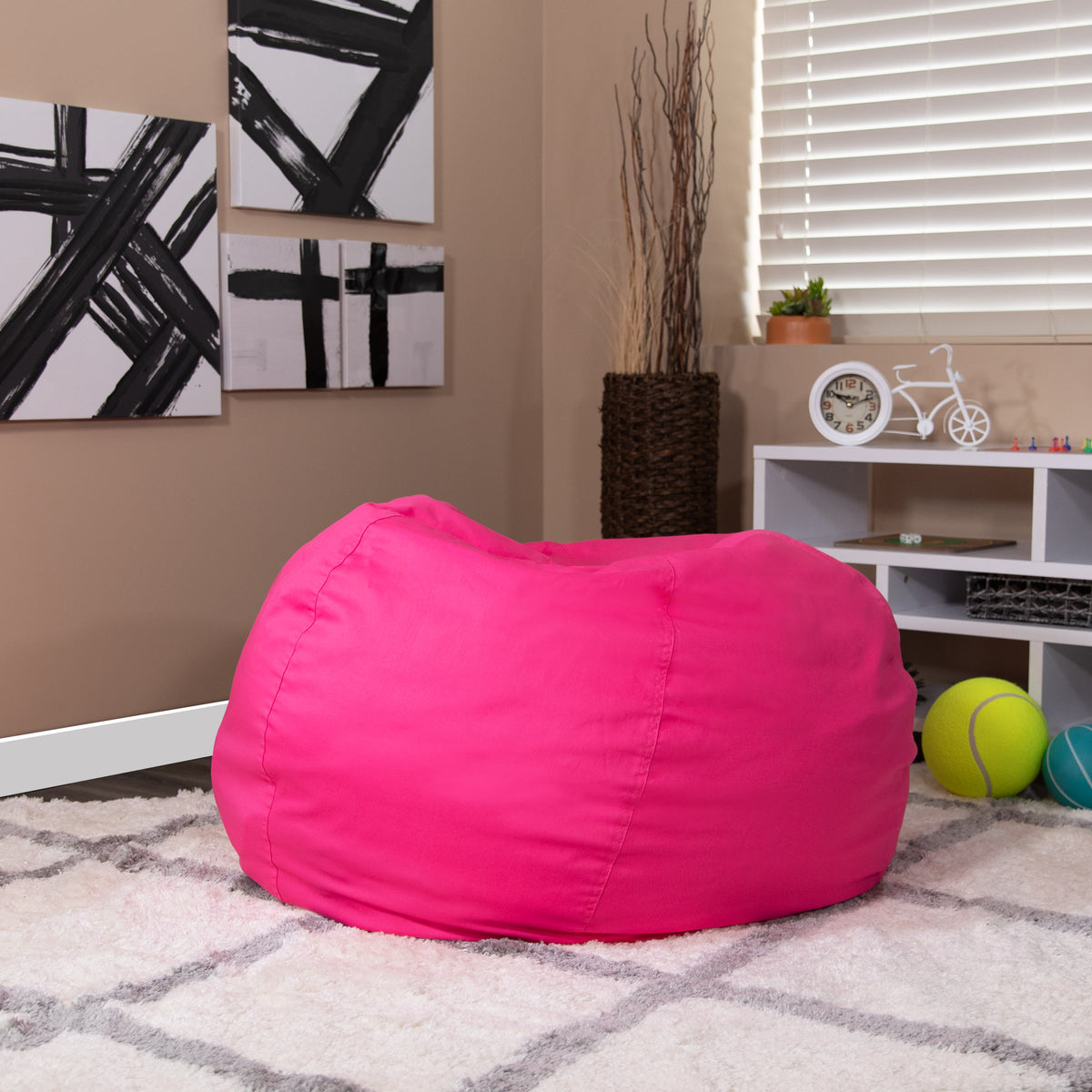 Hot Pink |#| Oversized Solid Hot Pink Refillable Bean Bag Chair for All Ages