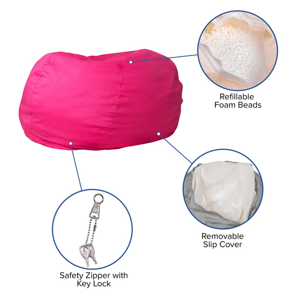 Hot Pink |#| Oversized Solid Hot Pink Refillable Bean Bag Chair for All Ages