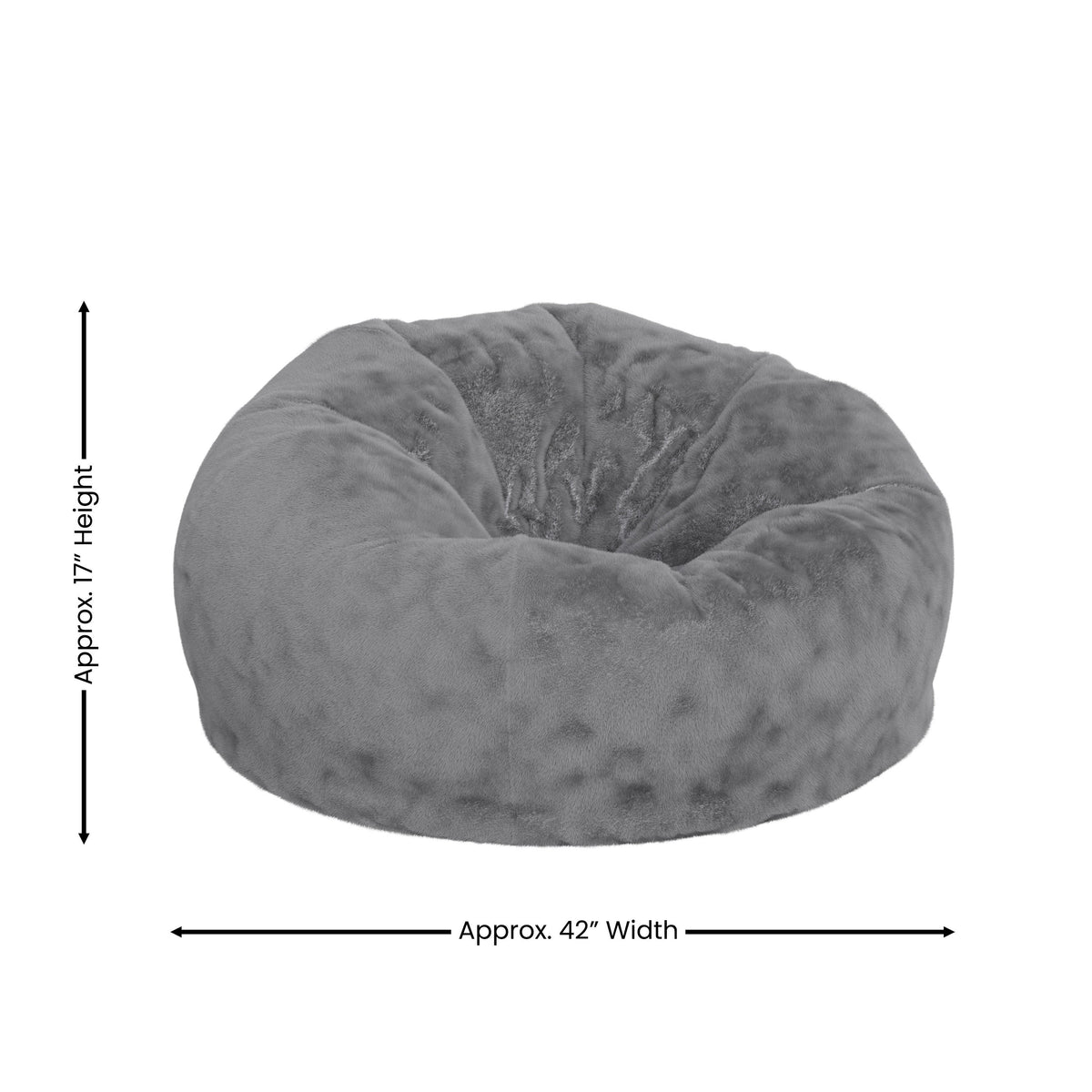 Gray Furry |#| Oversized Gray Furry Refillable Bean Bag Chair for All Ages