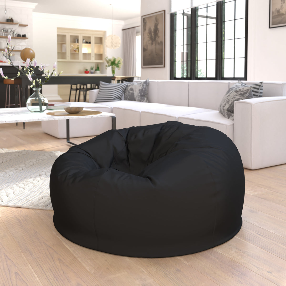 Black |#| Oversized Solid Black Refillable Bean Bag Chair for All Ages