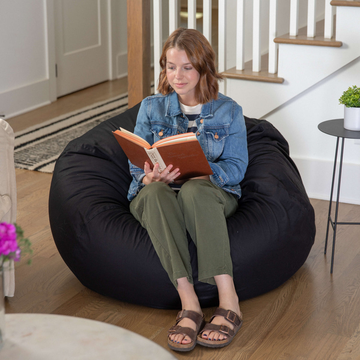 Black |#| Oversized Solid Black Refillable Bean Bag Chair for All Ages