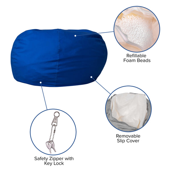 Royal Blue |#| Oversized Solid Royal Blue Refillable Bean Bag Chair for All Ages