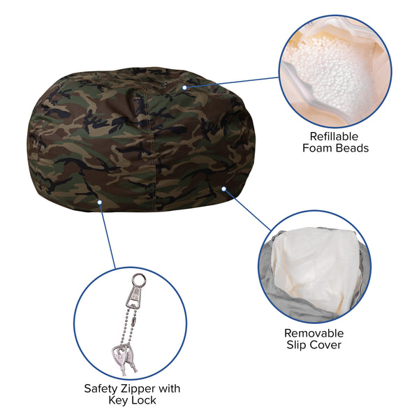 Camouflage |#| Oversized Camouflage Refillable Bean Bag Chair for All Ages