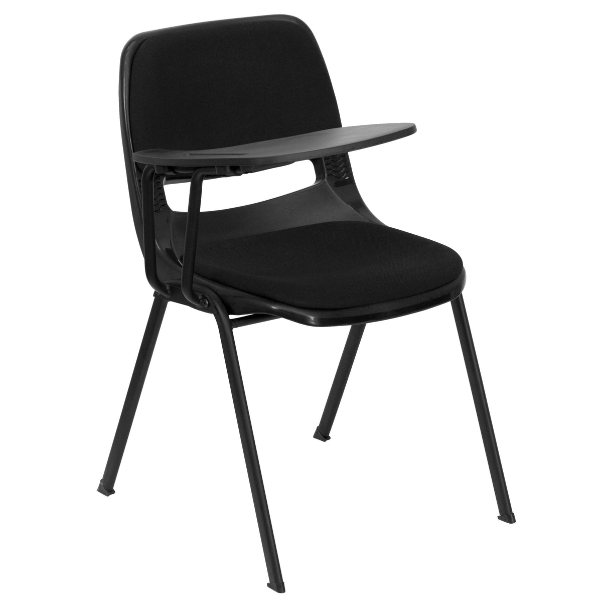 Black Padded Ergonomic Shell Chair with Right Handed Flip-Up Tablet Arm