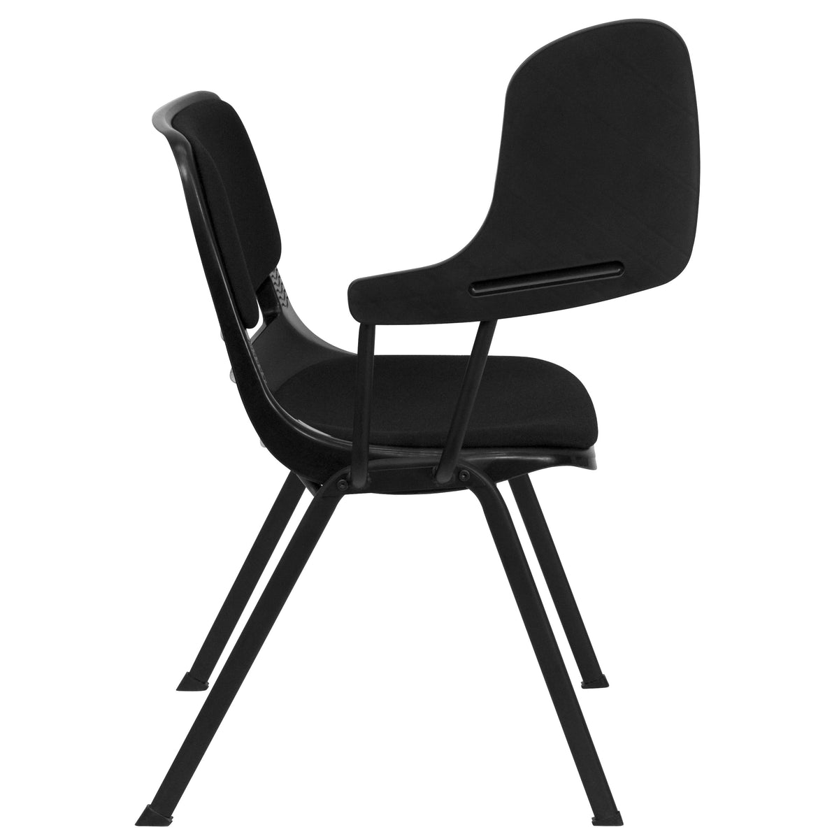 Black Padded Ergonomic Shell Chair with Right Handed Flip-Up Tablet Arm