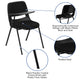 Black Padded Ergonomic Shell Chair with Right Handed Flip-Up Tablet Arm