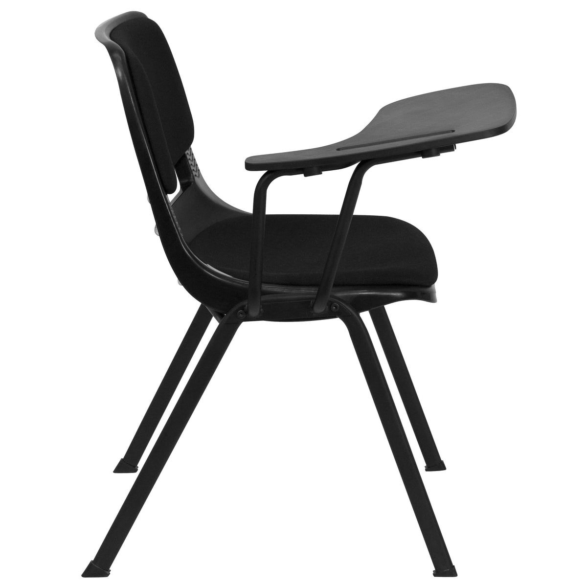 Black Padded Ergonomic Shell Chair with Right Handed Flip-Up Tablet Arm