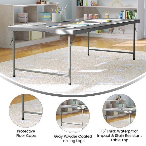 Granite Gray |#| Indoor/Outdoor Granite Gray Kids Bi-Fold Plastic Folding Table - 30x60