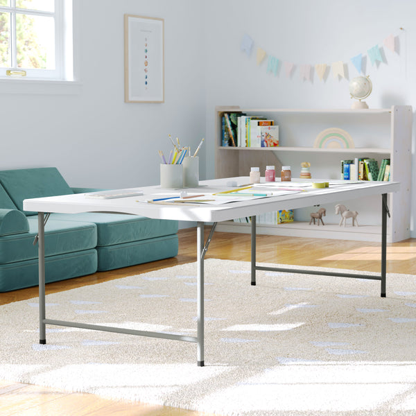 Granite White |#| Indoor/Outdoor Granite White Kids Bi-Fold Plastic Folding Table - 30x60