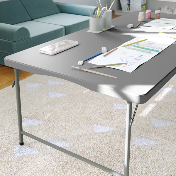 Granite Gray |#| Indoor/Outdoor Granite Gray Kids Bi-Fold Plastic Folding Table - 30x60