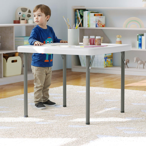 Granite White |#| Indoor/Outdoor Granite White Kids Bi-Fold Plastic Folding Table - 24x24