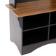 Walnut Seat/Black Frame |#| 31.5" Wide 3 Hook Hallway Tree with Divided Under Bench Storage-Black/Walnut