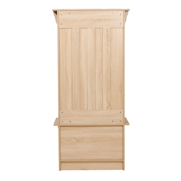 Weathered Natural |#| 31.5" Wide 3 Hook Hallway Tree with Divided Under Bench Storage-Weathered Wood