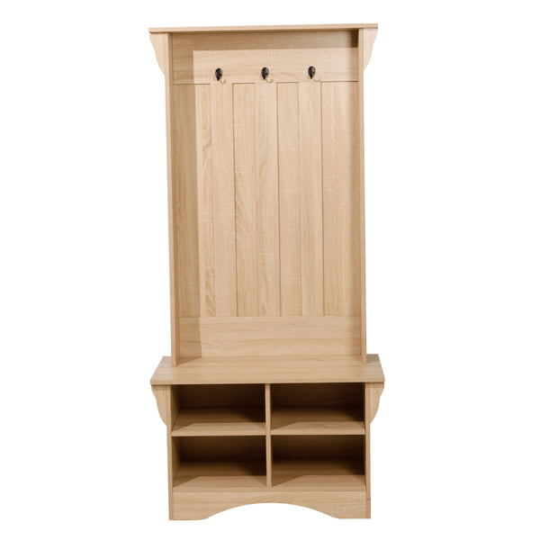 Weathered Natural |#| 31.5" Wide 3 Hook Hallway Tree with Divided Under Bench Storage-Weathered Wood