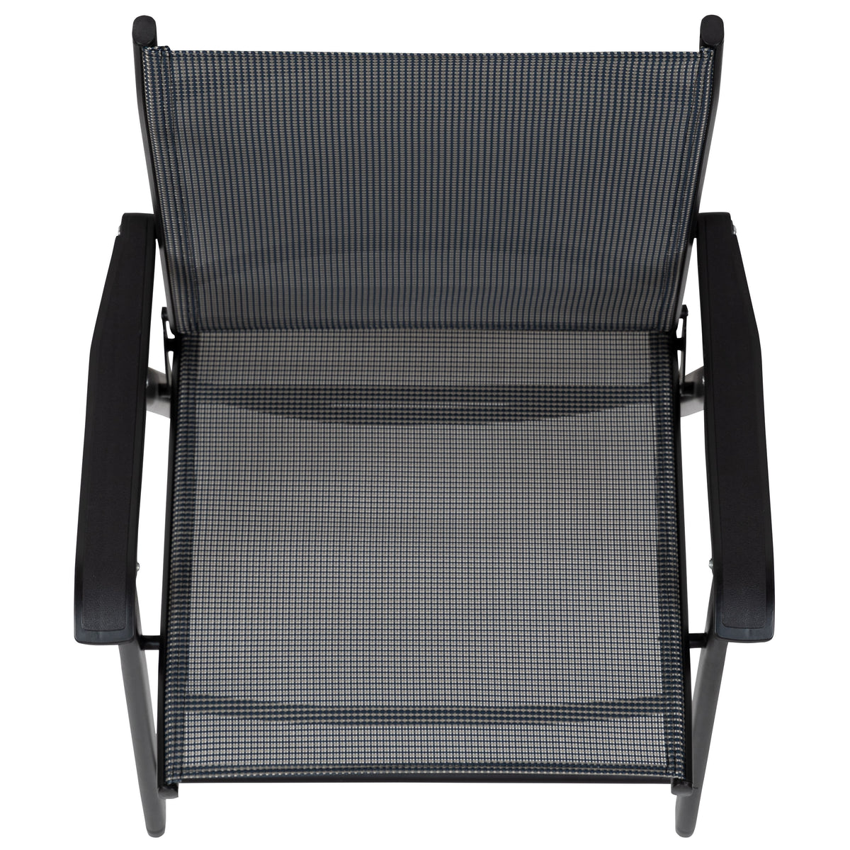 Gray |#| Portable Gray Outdoor Folding Patio Sling Chair with Black Frame - Set of 2