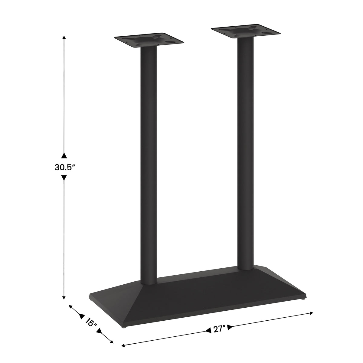 Black |#| Commercial 27x15 All Weather Double Table Base for 30" x 48" Tabletops in Black