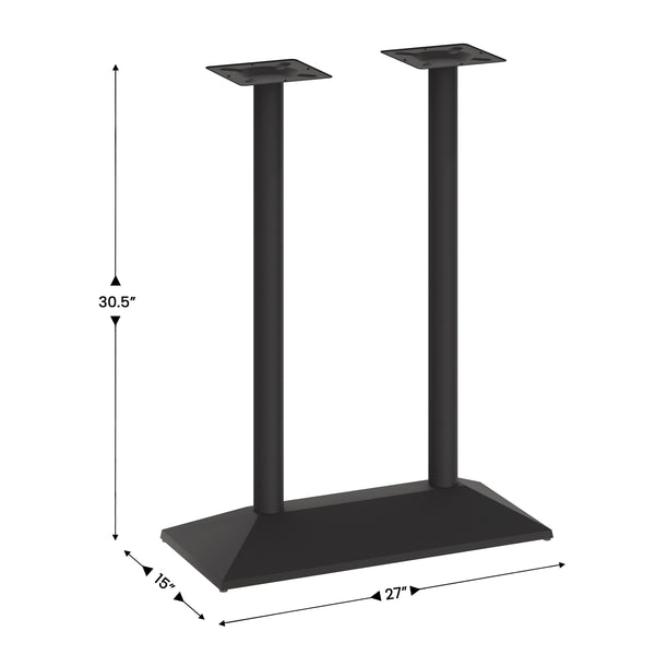 Black |#| Commercial 27x15 All Weather Double Table Base for 30" x 48" Tabletops in Black