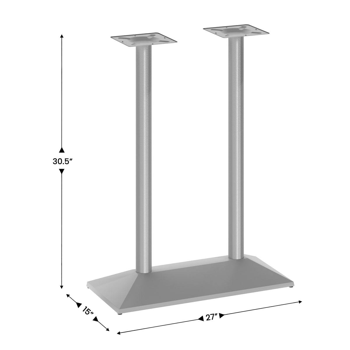 Silver |#| Commercial 27x15 All Weather Double Table Base for 30" x 48" Tabletops in Silver