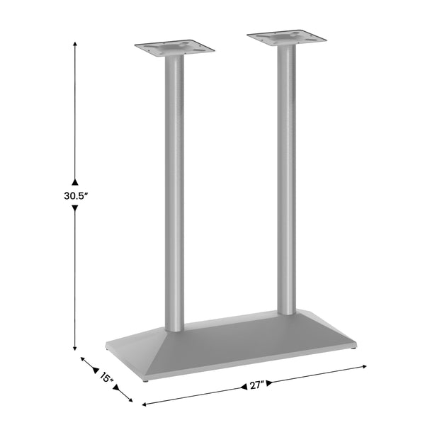 Silver |#| Commercial 27x15 All Weather Double Table Base for 30" x 48" Tabletops in Silver
