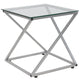 Tempered Glass End Table with Designer Contemporary Steel Design