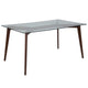 Clear Top/Walnut Frame |#| 35.25inch x 59inch Rectangular Solid Walnut Wood Table with Clear Glass Top