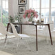Clear Top/Walnut Frame |#| 35.25inch x 59inch Rectangular Solid Walnut Wood Table with Clear Glass Top