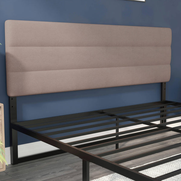 Taupe,King |#| Universal Fit Tufted Upholstered Headboard in Taupe Fabric - King