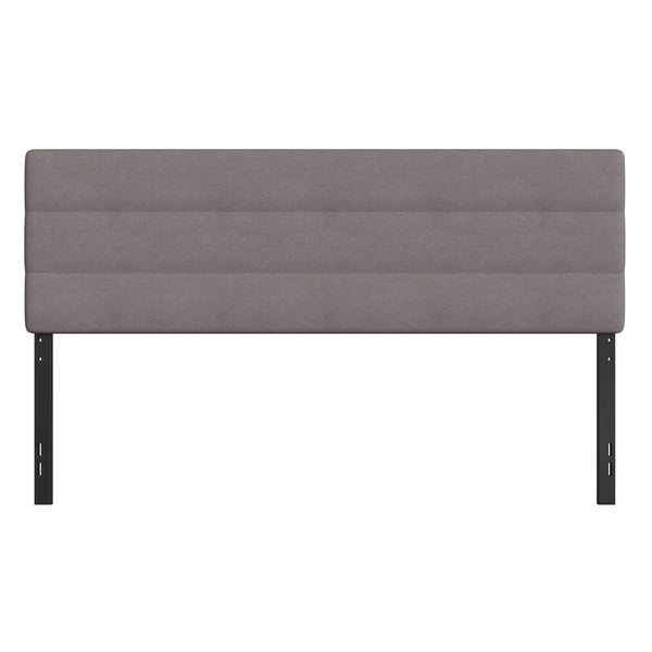 Gray,King |#| Universal Fit Tufted Upholstered Headboard in Gray Fabric - King