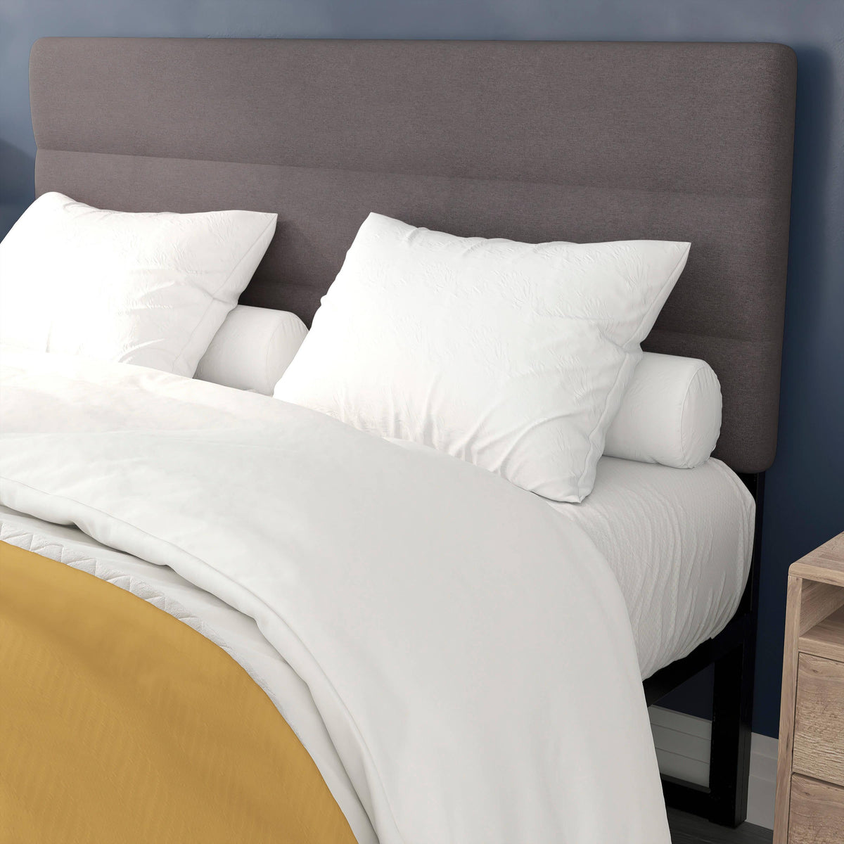 Gray,Queen |#| Universal Fit Tufted Upholstered Headboard in Gray Fabric - Queen