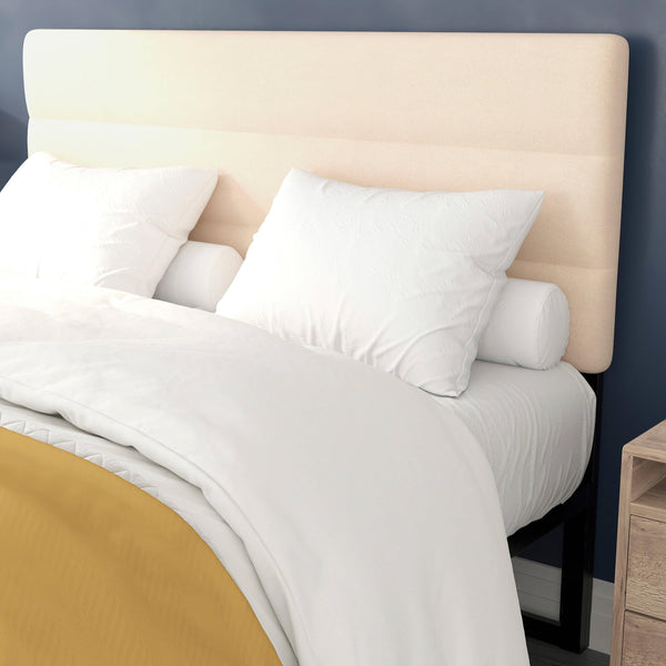 Cream,Queen |#| Universal Fit Tufted Upholstered Headboard in Cream Fabric - Queen