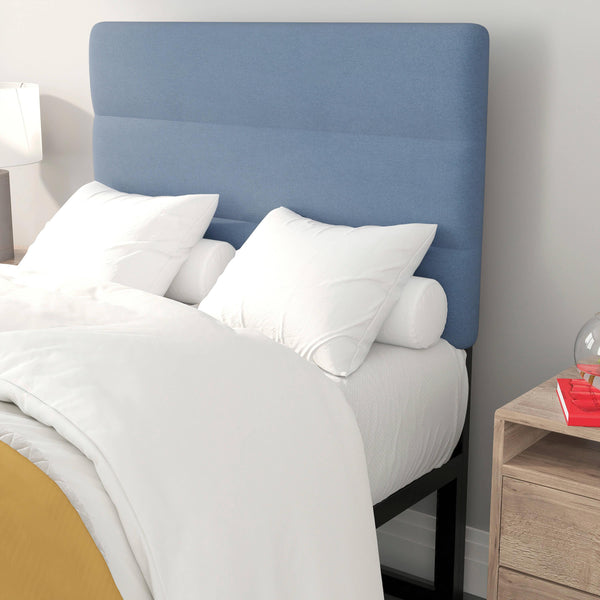Blue,Twin |#| Universal Fit Tufted Upholstered Headboard in Blue Fabric - Twin