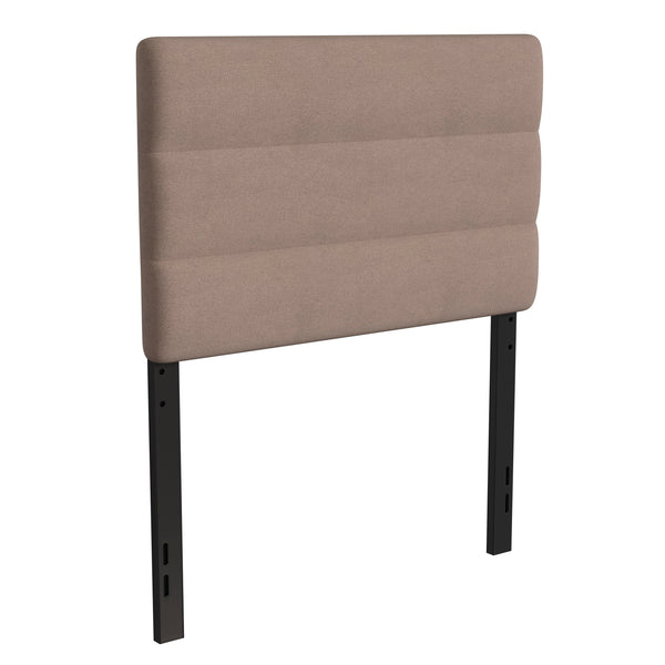 Taupe,Twin |#| Universal Fit Tufted Upholstered Headboard in Taupe Fabric - Twin