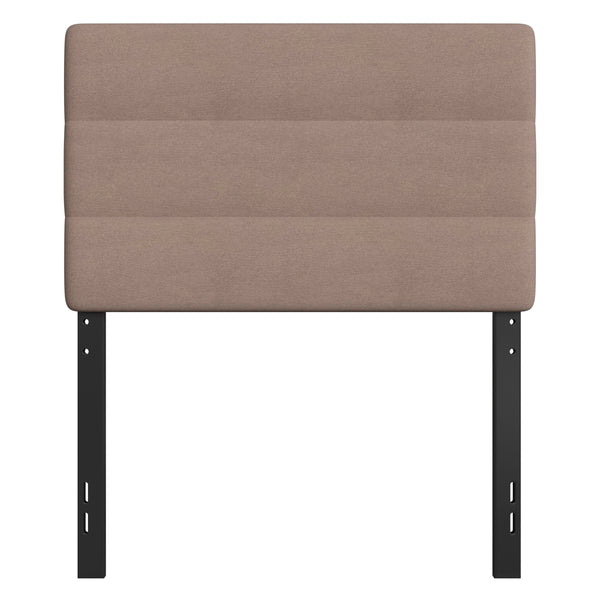 Taupe,Twin |#| Universal Fit Tufted Upholstered Headboard in Taupe Fabric - Twin