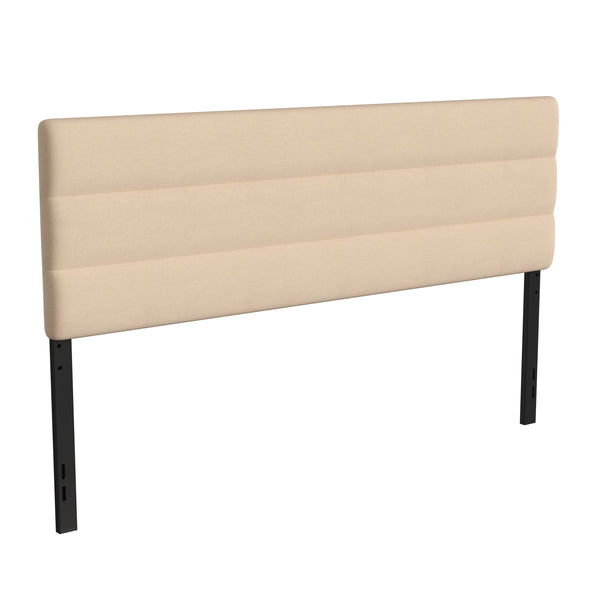 Cream,King |#| Universal Fit Tufted Upholstered Headboard in Cream Fabric - King