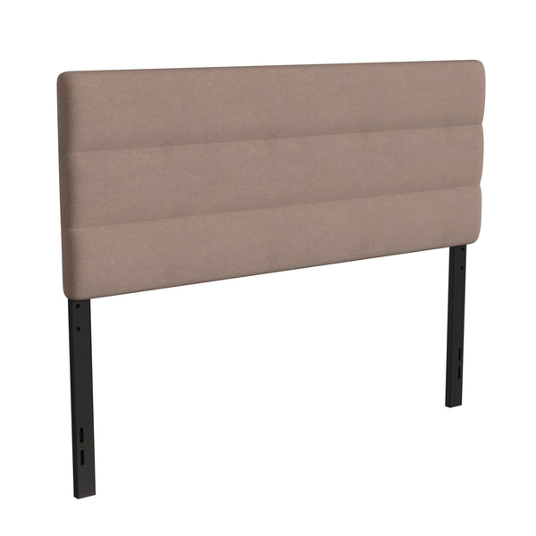 Taupe,Queen |#| Universal Fit Tufted Upholstered Headboard in Taupe Fabric - Queen