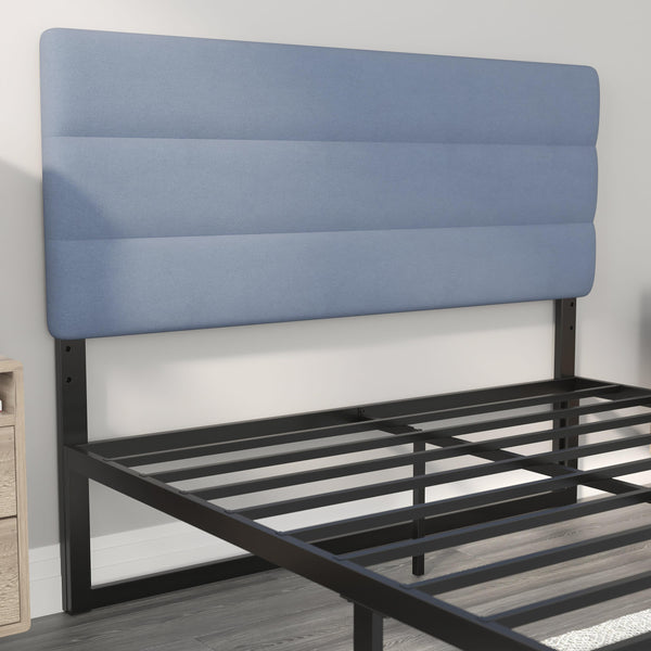 Blue,Queen |#| Universal Fit Tufted Upholstered Headboard in Blue Fabric - Queen