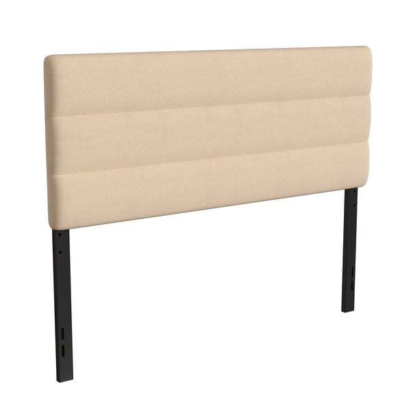 Cream,Queen |#| Universal Fit Tufted Upholstered Headboard in Cream Fabric - Queen