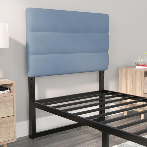 Blue,Twin |#| Universal Fit Tufted Upholstered Headboard in Blue Fabric - Twin