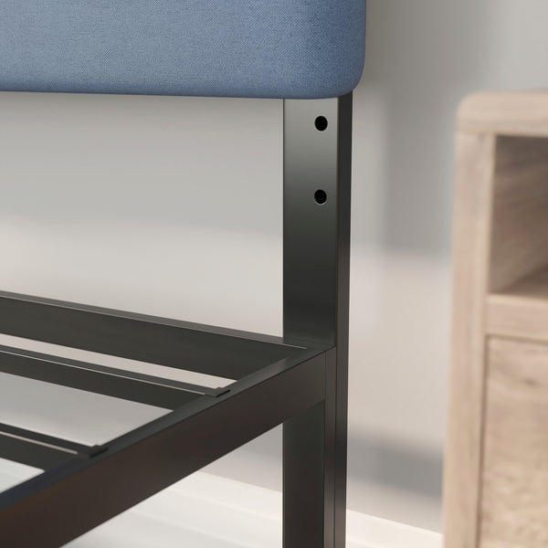Blue,Twin |#| Universal Fit Tufted Upholstered Headboard in Blue Fabric - Twin