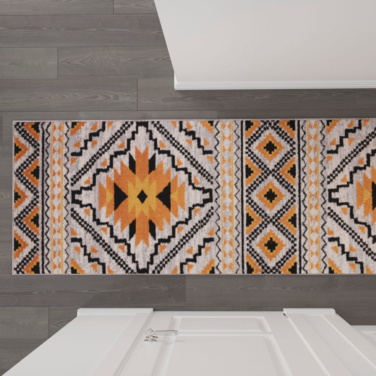 Orange,3' x 10' |#| Southwestern Style Diamond Patterned Indoor Area Rug - Orange - 3' x 10'