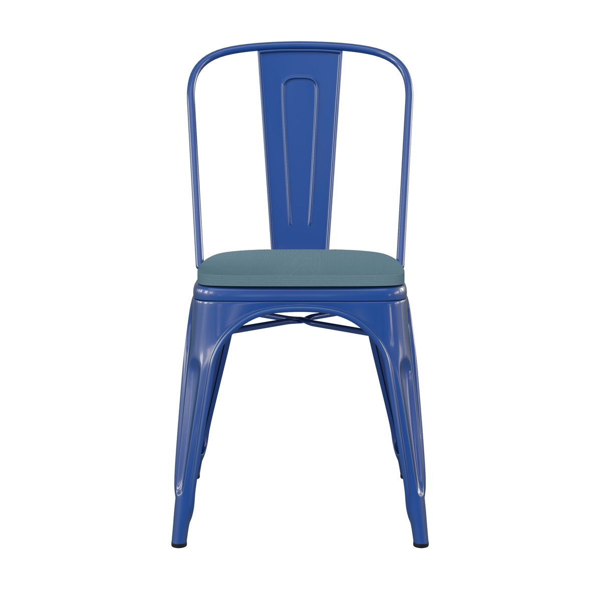 Blue/Teal-Blue |#| All-Weather Commercial Stack Chair & Poly Resin Seat - Blue/Teal-Blue